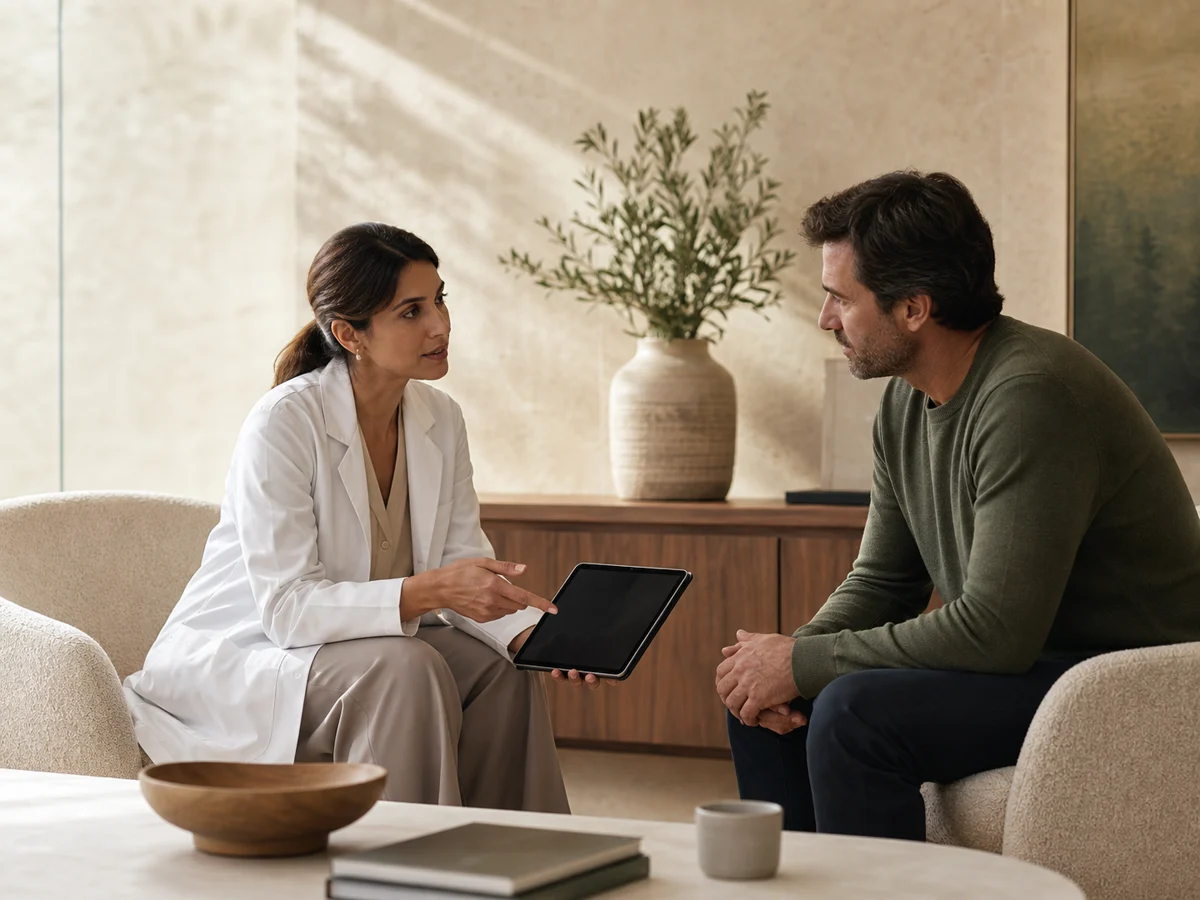 Clinician discussing an individualized care decision with a patient