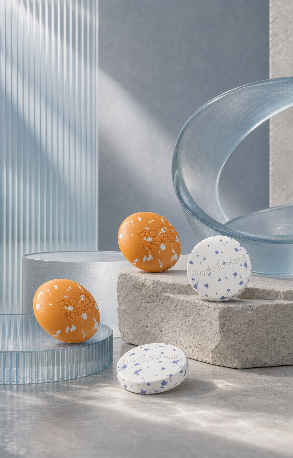 Valexor and Auravex tablets arranged in a premium cool slate product studio