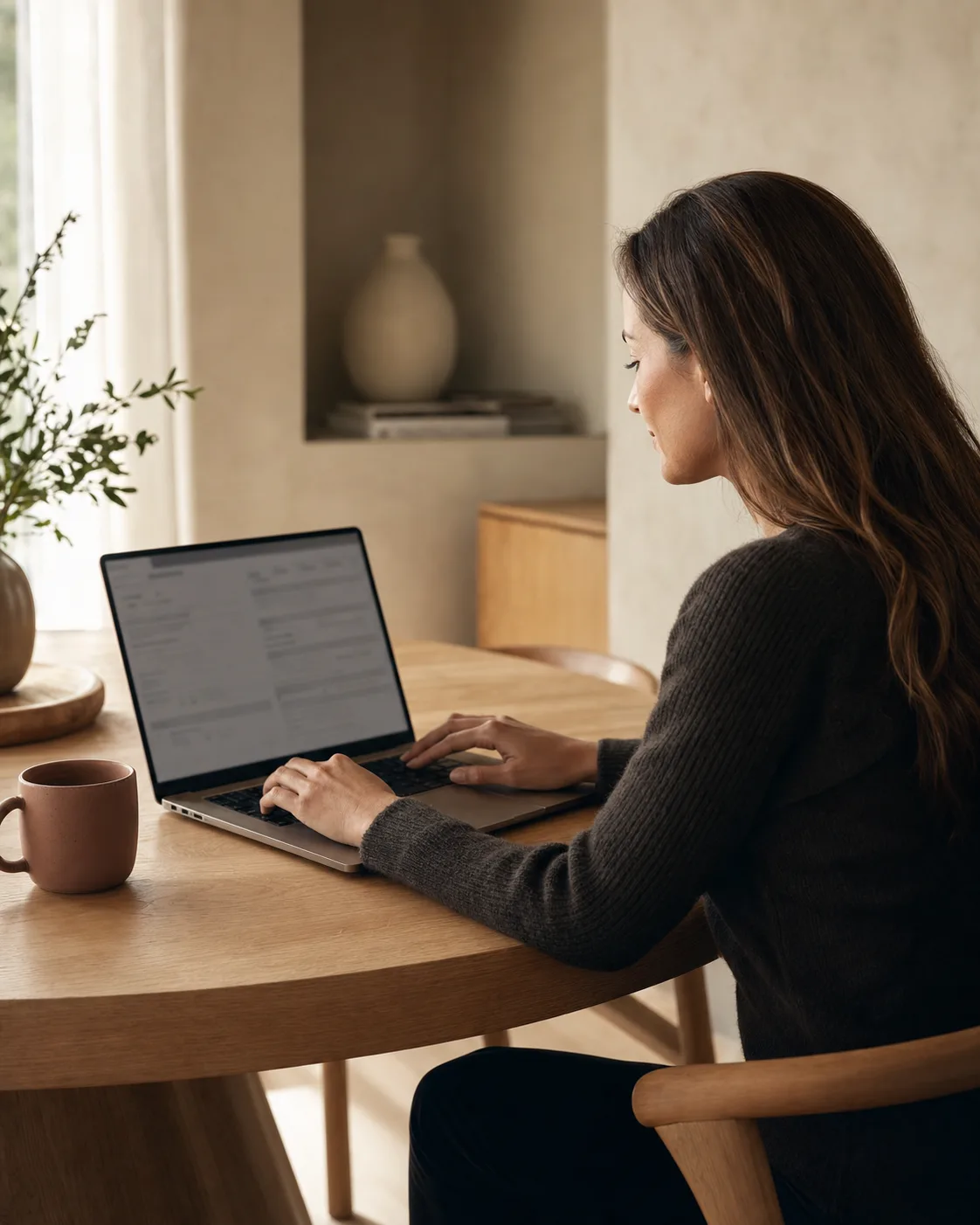 Person completing a private online health intake from home