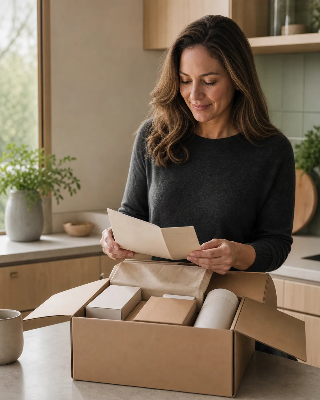 Person receiving a discreet care delivery at home